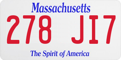 MA license plate 278JI7