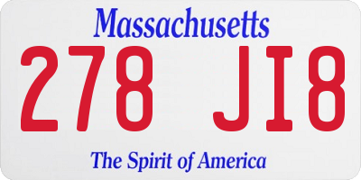 MA license plate 278JI8