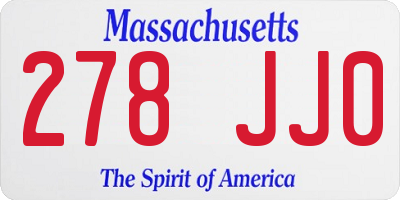 MA license plate 278JJ0