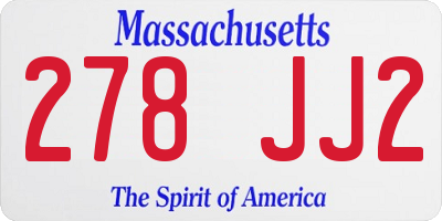 MA license plate 278JJ2