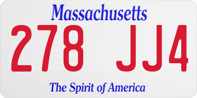MA license plate 278JJ4
