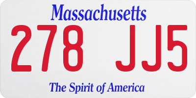 MA license plate 278JJ5