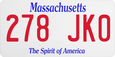 MA license plate 278JK0