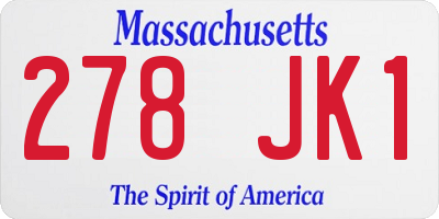 MA license plate 278JK1