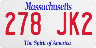 MA license plate 278JK2