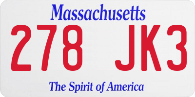 MA license plate 278JK3