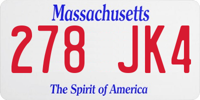 MA license plate 278JK4