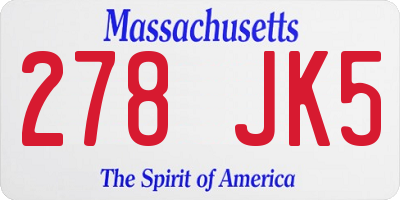 MA license plate 278JK5