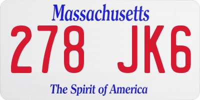 MA license plate 278JK6