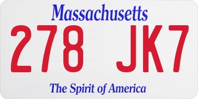 MA license plate 278JK7