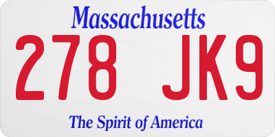 MA license plate 278JK9