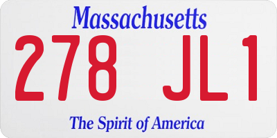 MA license plate 278JL1