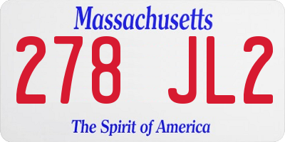 MA license plate 278JL2