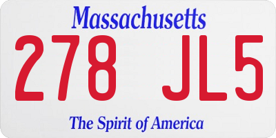 MA license plate 278JL5