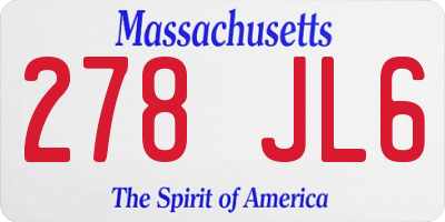 MA license plate 278JL6