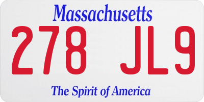 MA license plate 278JL9