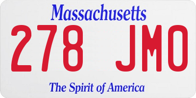 MA license plate 278JM0