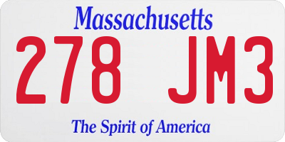 MA license plate 278JM3