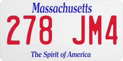 MA license plate 278JM4
