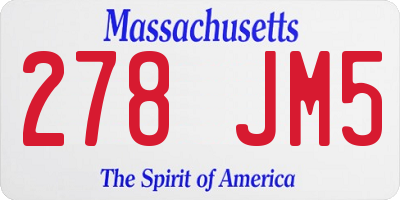 MA license plate 278JM5