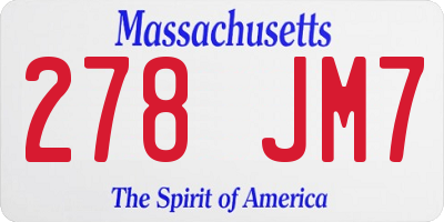MA license plate 278JM7