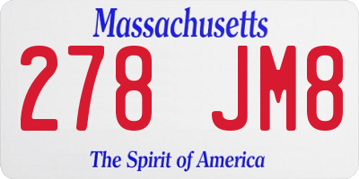 MA license plate 278JM8