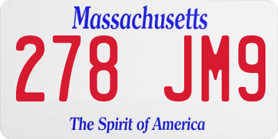MA license plate 278JM9
