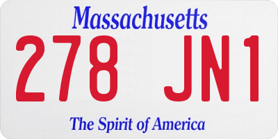 MA license plate 278JN1