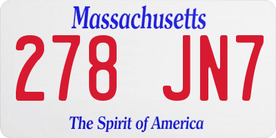 MA license plate 278JN7
