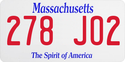 MA license plate 278JO2