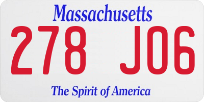 MA license plate 278JO6