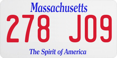 MA license plate 278JO9