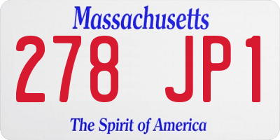 MA license plate 278JP1