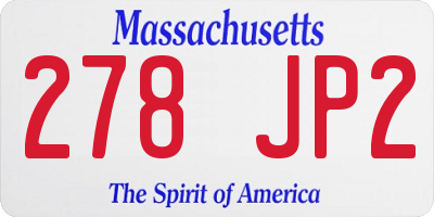 MA license plate 278JP2
