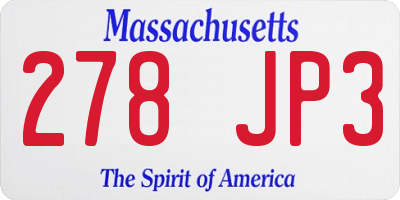 MA license plate 278JP3