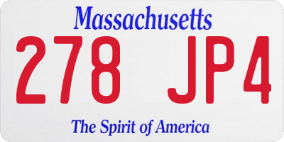 MA license plate 278JP4