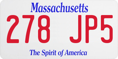 MA license plate 278JP5
