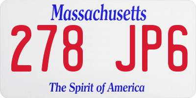 MA license plate 278JP6