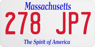 MA license plate 278JP7
