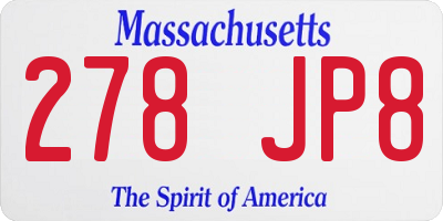 MA license plate 278JP8