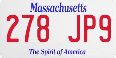 MA license plate 278JP9