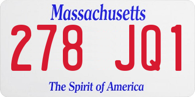 MA license plate 278JQ1