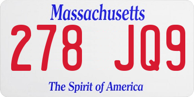 MA license plate 278JQ9