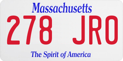 MA license plate 278JR0