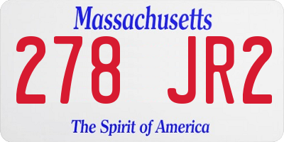MA license plate 278JR2
