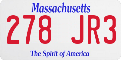 MA license plate 278JR3