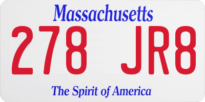 MA license plate 278JR8