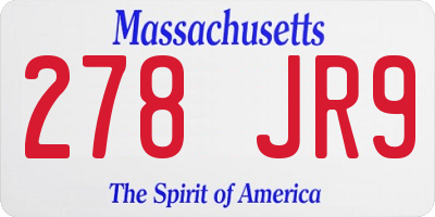 MA license plate 278JR9