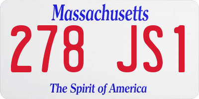MA license plate 278JS1