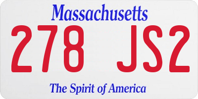 MA license plate 278JS2